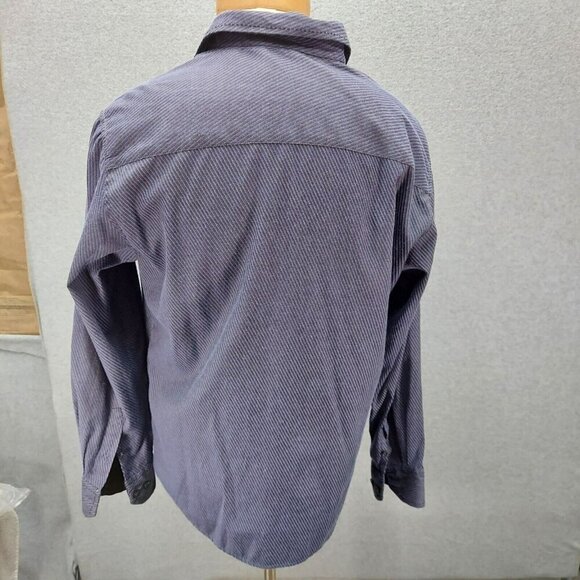 Cultura Mens Button Up Shirt Size Large Black Thick Stitch Blue Stripes - Picture 3 of 5